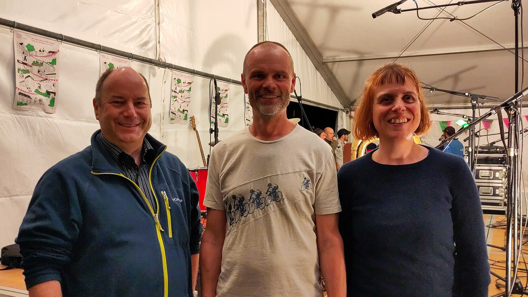 Müde, aber glücklich: die Organisatoren des Fests, Christoph Grupp, Tom Klotz, biwog Co-Präsident, Léa Marmet